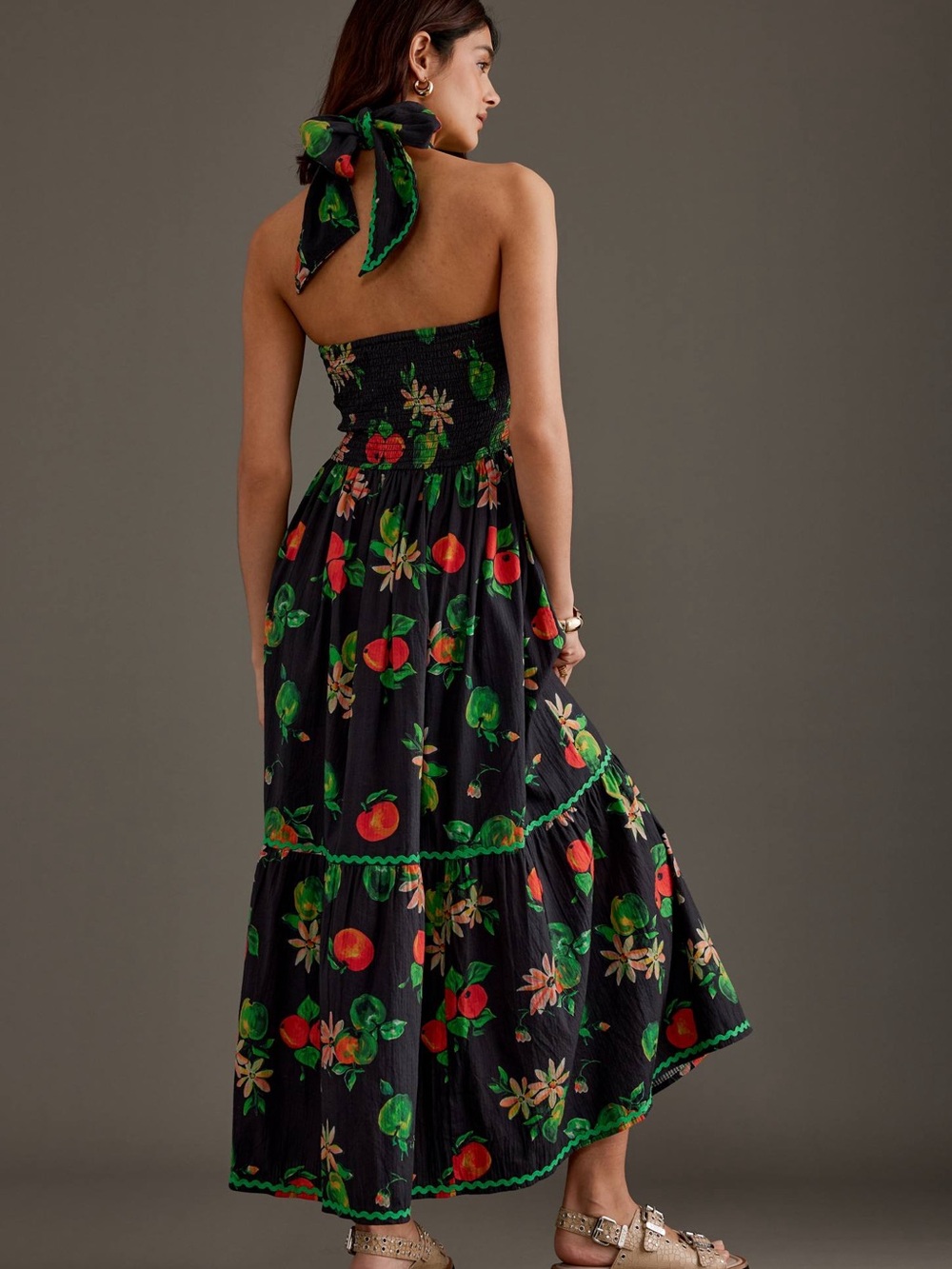 Damson Madder Pia Midi Dress Apple Print Size 8 EUC - Picture 2 of 14